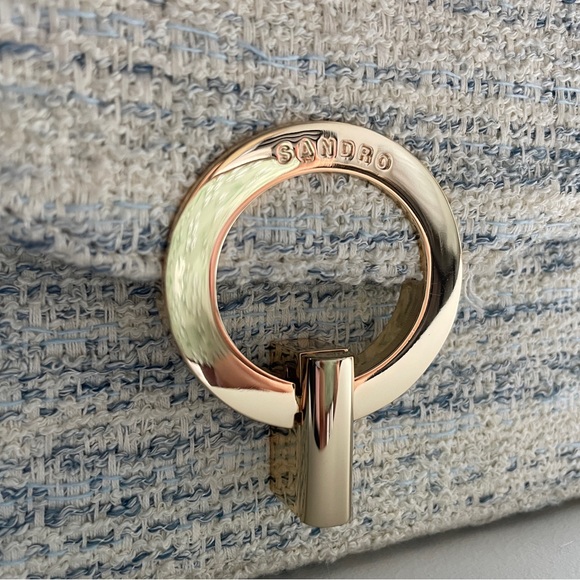 NWOT Sandro Tweed Yza shoulder bag in bleu - Picture 8 of 14